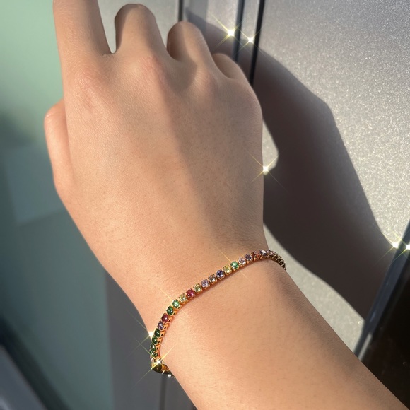 Jewelry - 18K Gold Plated Rainbow tennis Bracelet